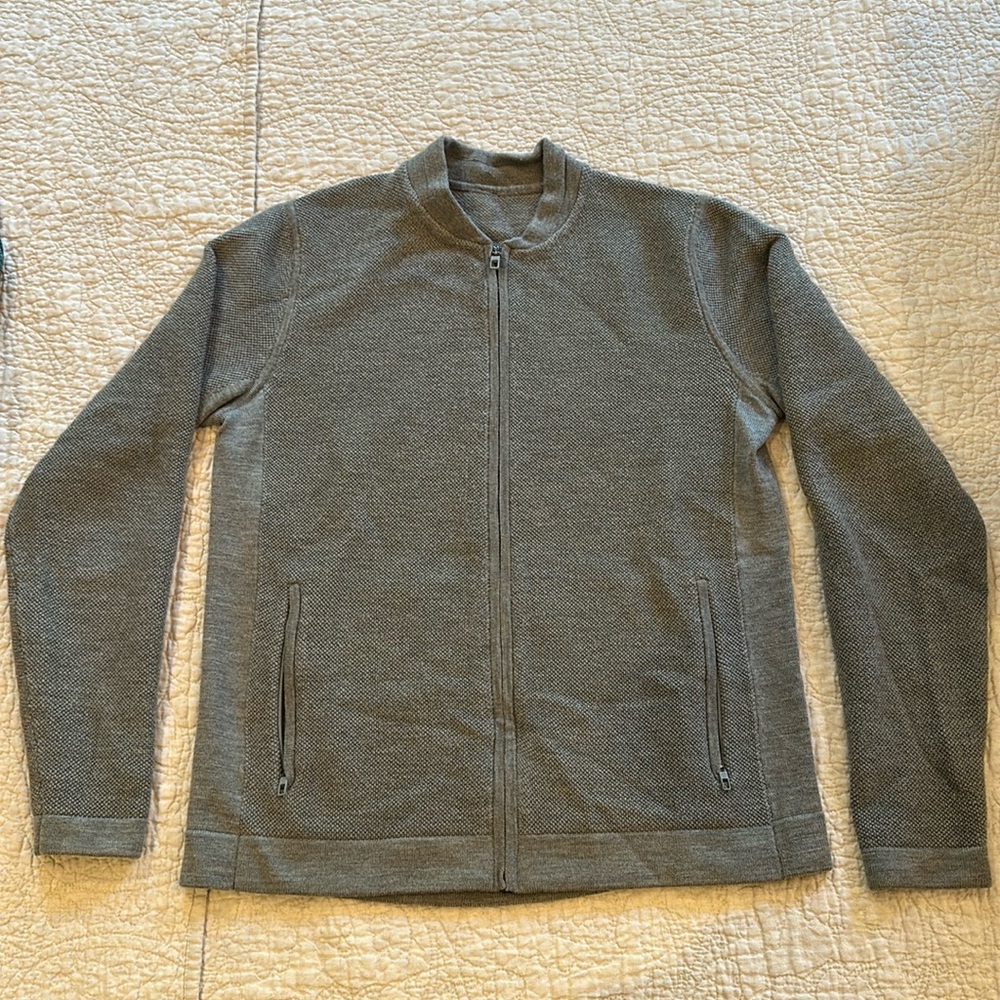 Lululemon textured merino wool cardigan. Size Large. Color Grey.
